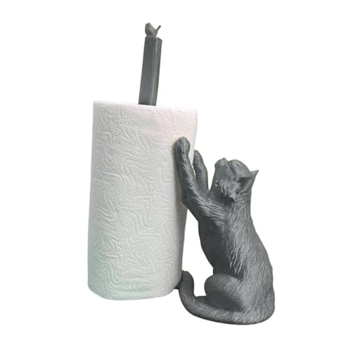 Harz Katze Papier Handtuch Halter Handgemachte Tischplatte Toilettenpapier Halter Serviette Küche Liefert Tissue Lagerung Rack Küche(Silver grey) von SZLAHLZR