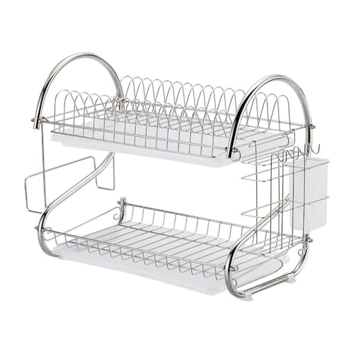 SZLAHLZR 3-teiliges Geschirrabtropfgestell, Küchenregal, Doppellagiger Besteckkorb, Edelstahl-Finishing-Ständer, Hochleistungsgestell SZLAHLZR 3-teiliges Geschirrabtropfgestell, Küchenregal, Doppellagiger Besteckkorb, Edelstahl-Finishing-Ständer, Hochleistungsgestell von SZLAHLZR