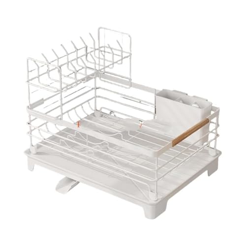 SZLAHLZR Küche Rack Trocknen Gericht Rostfrei Besteck Halter Mit Abtropffläche B03E(White) von SZLAHLZR