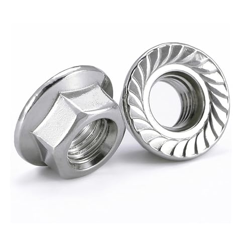 SZLIZHUO 50 Stück M8 (8mm) Flanschmuttern mit Sperrzähnen DIN 6923 Edelstahl gezahnte Sechskant-Flanschmuttern Sicherungsmuttern AHC Metrische Sechskant-Flanschmuttern M8 (50, M8) von SZLIZHUO