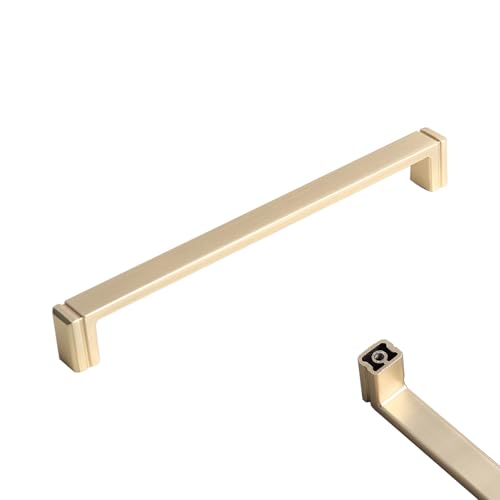 Küchengriffe 192mm Lochabstand, 2 Stück Schrankgriffe Zinklegierung Griffen | Galvanikfläche, Möbelgriffe 192mm Schrank Schubladengriffe Küchenschränke Türgriff Küche Griffe Gold Gebürstet 192mm/7.6in von SZLXJMFL