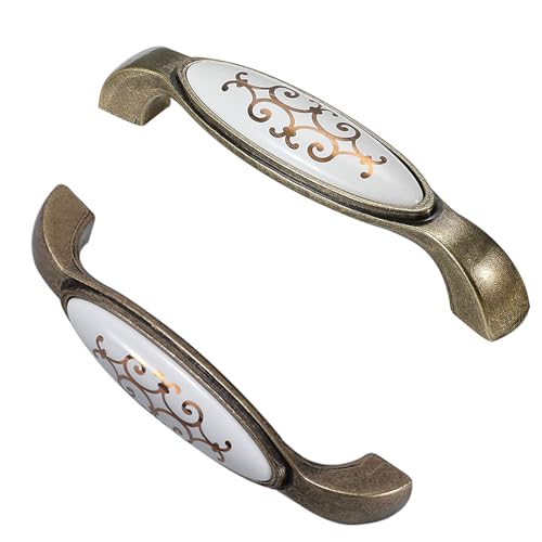 Küchengriffe Weiß Vintage, 2 Stück Möbelgriffe Solides Keramik | Galvanikfläche,Farbe:Bronze, Schrankgriffe 128mm Lochabstand Schublade Türgriffe Schubladengriffe Kleiderschrank Zieht Griffe 128mm/5in Küchengriffe Weiß Vintage, 2 Stück Möbelgriffe Solides Keramik | Galvanikfläche,Farbe:Bronze, Schrankgriffe 128mm Lochabstand Schublade Türgriffe Schubladengriffe Kleiderschrank Zieht Griffe 128mm/5in von SZLXJMFL
