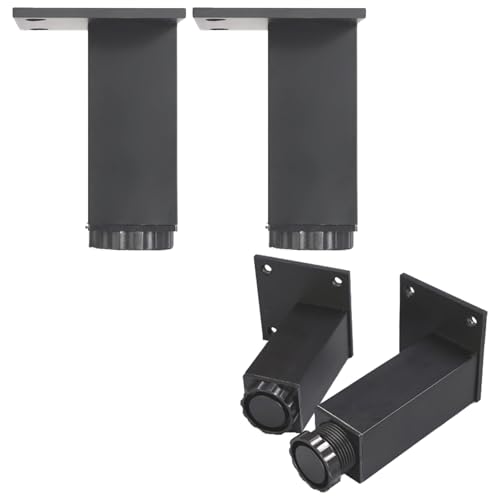 Metallfüße Schwarz, 4 Stück Tischfüße Verstellbar Tischbeine Eckig Möbelfüße Aluminiumlegierung | Eloxierte Oberfläche Möbelfüsse Optionale Höhe: 6-40cm Fernsehtischfüße Esstischbeine 10cm/4" von SZLXJMFL