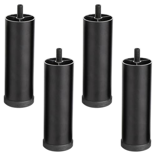 Metallfüße Schwarz, 4er Set Möbelfüsse Höhenverstellbare Mobelbeine Rund Möbelfüsse Aluminiumlegierung | Eloxierte Oberfläche Stützfüße Optionale Höhe: 6-40cm Tischfüße Sockelfuße Kommode 25cm/9.8" von SZLXJMFL