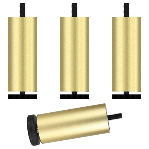 Metallfüße Tisch, 4 Stück Tischfüße Verstellbar Tischbeine Gold Möbelfüße Aluminiumlegierung | Eloxierte Oberfläche Möbelfüsse Optionale Höhe: 6-40cm Fernsehtischfüße Esstisch Sideboard 10cm/4" von SZLXJMFL