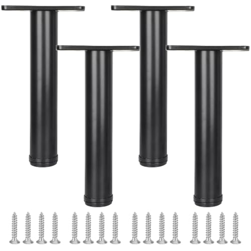 Möbelbeine Metall, 4 Stück Möbelfüße Schwarz Möbelfüsse Verstellbar Sofasfüße Aluminiumlegierung | Backlackprozess Oberfläche Stützfüße Optionale Höhe: 20-110cm Sockelfuße TV Schrank 70cm/27.5" von SZLXJMFL