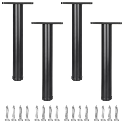 Möbelbeine Verstellbar, 4 Stück Möbelfüße Schwarz Möbelfüsse Metall Sofasfüße Aluminiumlegierung | Backlackprozess Oberfläche Stützfüße Optionale Höhe: 20-110cm Sockelfuße TV Schrank 100cm/39.4" von SZLXJMFL