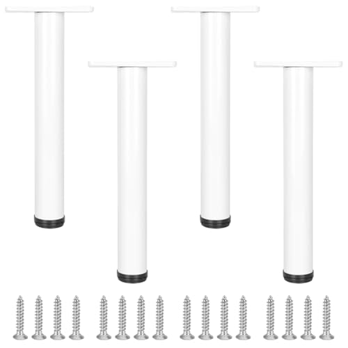 Möbelbeine Verstellbar, 4 Stück Möbelfüße Weiß Möbelfüsse Metall Sofasfüße Aluminiumlegierung | Backlackprozess Oberfläche Stützfüße Optionale Höhe: 20-110cm Sockelfuße Schrank Hocker Bank 100cm/39.4" von SZLXJMFL