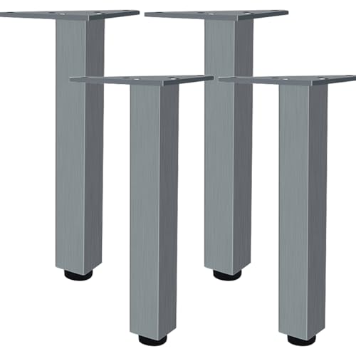 Möbelfüße Höhenversteller, 4 Stück Möbelfüße Grau Möbelbeine Metall Tischbeine Outdoor Aluminiumlegierung | Eloxierte Oberfläche Sofafüße Optionale Höhe: 6-40cm Bank Füße Couchtisch-27cm/10.6" von SZLXJMFL