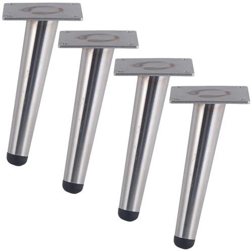 Möbelfüße Metall, 4 Stück Mobelbeine Silber Möbelfüsse Konisch Sofasfüße Edelstahl | Oberfläche ist Lackiert Stützfüße Höhe: 15-30cm Sideboard Sockelfuß Kommode Schränke Stühle Ottoman 20cm/7.9" von SZLXJMFL