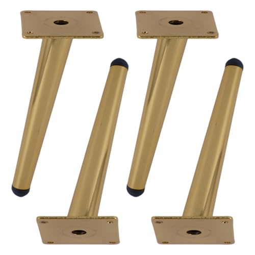 Möbelfüße Metall, 4 Stück Mobelbeine Verstellbar Möbelfüße Gold Sofasfüße Eisen | Galvanik Oberfläche Stützfüße Optionale Höhe: 15-20cm Couchtischbeine Tischfüße Badezimmerschrank Stützrahmen 15cm/6" von SZLXJMFL