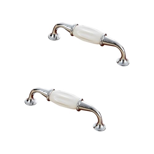 Möbelgriffe Chrom Vintage, 2 Stück Schubladengriffe Solide Keramik | Galvanikfläche, Küchengriffe Lochabstand 96mm Schrank Schublade Türgriffe Griffe für Küchenschränke Schrankgriffe 96mm/3.8in von SZLXJMFL