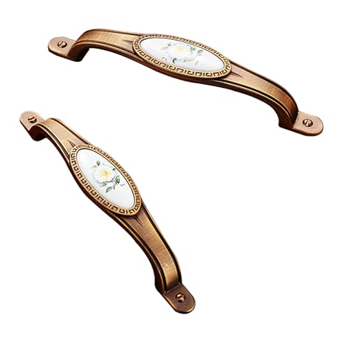 Möbelgriffe Lang, 2 Stück Küchengriffe Massivem Keramik | Galvanikfläche,Farbe: Bronze, Schrankgriffe 128mm Lochabstand Schublade Türgriffe Schubladengriffe Griffe für Küchenschränke Vintage 128mm/5in von SZLXJMFL