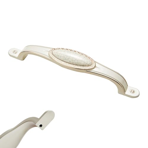 Möbelgriffe Lang, 2 Stück Schrankgriffe Massivem Keramik | Galvanikfläche, Küchengriffe 128mm Lochabstand Schrank Schublade Türgriffe Schubladengriffe Griffe für Küchenschränke Weiß 128mm/5in von SZLXJMFL