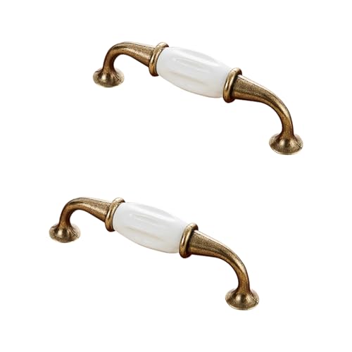 Möbelgriffe Vintage, 2 Stück Schubladengriffe Solide Keramik | Galvanikfläche, Farbe: Bronze, Küchengriffe Lochabstand 96mm Schrank Türgriffe Griffe für Küchenschränke Schrankgriffe 96mm/3.8in von SZLXJMFL
