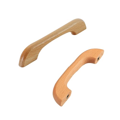 SZLXJMFL 2 pcs Holz Schrankgriff, Schubladengriffe Modern, Buche Natur | lackierte Oberfläche, Gesamtlänge: 34-230 mm Bügelgriff, Garderobe Griffe Wohndekoration Inkl Schrauben-160mm/6.2in von SZLXJMFL