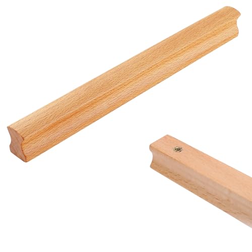 SZLXJMFL 2 pcs Holz Schrankgriffe, Küche Türgriffe Modern, Buche Natur | lackierte Oberfläche, Gesamtlänge: 100-1200 mm, Garderobe Griffe Wohndekoration Inkl Schrauben-400mm/15.7in von SZLXJMFL