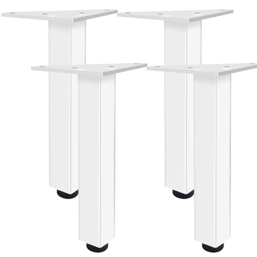 SZLXJMFL 4 Stück Tischbeine Weiße, 4 Stück Verstellbar Möbelfüsse Quadrat Aluminiumlegierung | Eloxierte Oberfläche Höhe: 6-60cm Couchtischbeine Tischfüße Sofasfüße-27cm/10.6" von SZLXJMFL