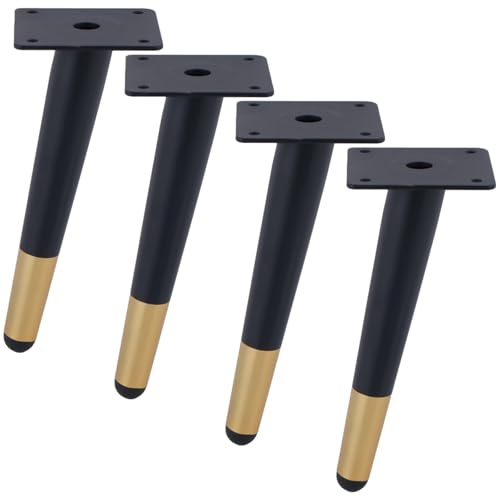SZLXJMFL Ersatze Möbelfüße, 4 Stück Mobelbeine Schwarz Gold Möbelfüsse Konisch Sofasfüße Kaltgewalztem Stahl | Galvanik Oberfläche Stützfüße Höhe: 10-72cm Sideboard Sockelfuß 20cm/7.9" von SZLXJMFL