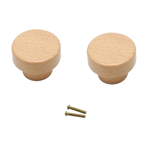 SZLXJMFL Möbel Holzgriffe, 2 Stück Buche Küchengriffe Lackierte Oberfläche Schrankgriffe Einloch - 192 mm Lochabstand Schubladen Griffe für Küchenschränke Kleiderschrank Bad Wohnzimmer-35mm/1.4in von SZLXJMFL