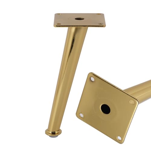 SZLXJMFL Möbelbeine Metall, 4 Stück Möbelfüße Gold Möbelfüsse Konisch Sofasfüße Eisen | Galvanik Oberfläche Stützfüße Höhe: 10-30cm Sideboard Sockelfuß Wohnzimmer Regale Stützrahmen Hocker 20cm/7.9" von SZLXJMFL