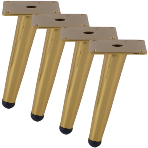 SZLXJMFL Möbelfüße Ersatz, 4 Stück Mobelbeine Gold Möbelfüsse Konisch Sofasfüße Kaltgewalztem Stahl | Eloxierte Oberfläche Stützfüße Höhe: 10-72cm Sockelfuße TV Schrank 25cm/9.8" von SZLXJMFL
