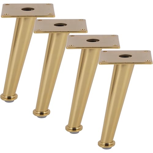 SZLXJMFL Möbelfüße Gold, 4 Stück Mobelbeine Ersatz Möbelfüsse Konisch Sofasfüße Eisen | Galvanik Oberfläche Stützfüße Höhe: 10-30cm Möbelfuß Sockelfuß Sideboard Couchtisch Kabinett Hocker 10cm/4" von SZLXJMFL