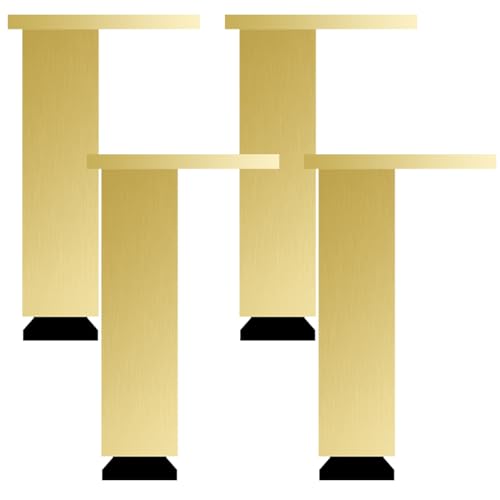 SZLXJMFL Möbelfüße Metall Gold, 4 Stück Verstellbar Möbelfüsse Quadrat Aluminiumlegierung | Eloxierte Oberfläche Höhe: 6-50cm Couchtischbeine Tischfüße Sofasfüße 25cm/9.8" von SZLXJMFL