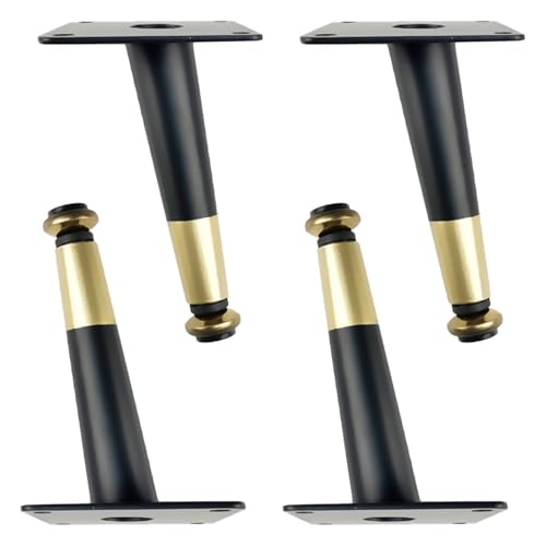 SZLXJMFL Möbelfuss Verstellbar, 4 Stück Mobelbeine Schwarz Gold Möbelfüße Konisch Sofasfüße Eisen | Eloxierte Oberfläche Stützfüße Optionale Höhe: 10.5-72.5cm Sockelfuße TV Schrank 12.5cm/5" von SZLXJMFL