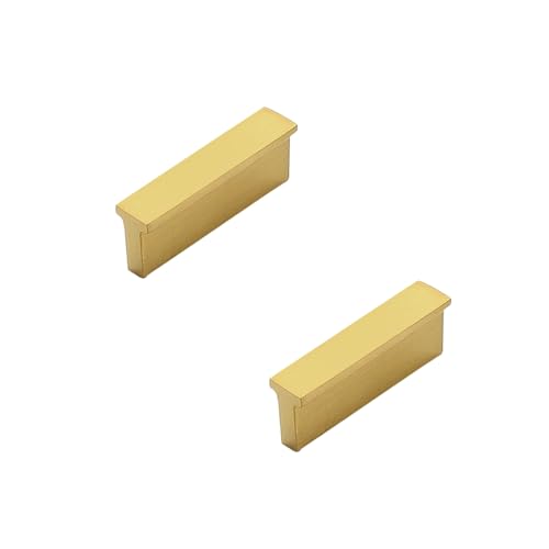 SZLXJMFL Möbelgriff Gold, 2 Stück Schrankgriffe Modern, Massive Messing | Beschichtungsverfahren, Länge: 50-1000 mm T-Zuggriffe, Möbelknäufe-50mm/2in von SZLXJMFL