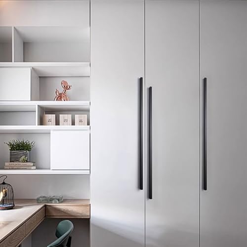 SZLXJMFL Möbelgriffe Schwarz Lang, 2 Stück Schrankgriffe Aluminiumlegierung Griffen | Sprühfarbe, Schubladengriffe Lochabstand: 64-1160 mm Küchengriff Schwarze Griffe für Kleiderschrank 1160mm/45.7in von SZLXJMFL