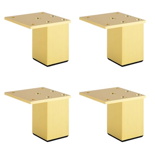SZLXJMFL Schrankfüße Gold, Möbelfüße, 4×Schrankfüsse, Quadrat, Höhenverstellbar Höhe: 6-40cm Eloxierte Oberfläche Sockelfuß Ø37mm Sideboard/Nachtschrank Füße Möbelbeine Aluminiumlegierung-5cm/2in von SZLXJMFL