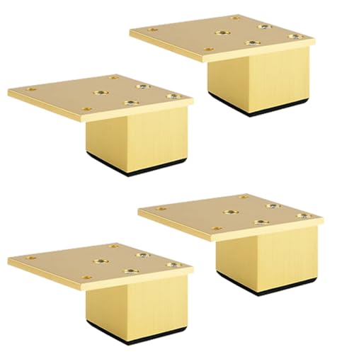 SZLXJMFL Schrankfüße Gold, Möbelfüße, 4×Schrankfüsse, Quadrat, Höhenverstellbar Höhe: 6-40cm Eloxierte Oberfläche Sockelfuß Ø37mm Sideboard/Nachtschrank Füße Möbelbeine Aluminiumlegierung-3cm/1.2in von SZLXJMFL