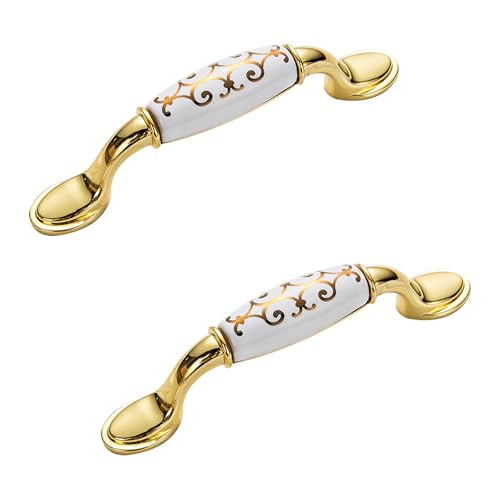 SZLXJMFL Schrankgriffe Gold Vintage, 2 Stück Küchengriffe Solide Keramik | Galvanikfläche, Möbelgriffe Lochabstand: 17-96mm Schublade Türgriffe Schubladengriffe Mit Schrauben 96mm/3.8in SZLXJMFL Schrankgriffe Gold Vintage, 2 Stück Küchengriffe Solide Keramik | Galvanikfläche, Möbelgriffe Lochabstand: 17-96mm Schublade Türgriffe Schubladengriffe Mit Schrauben 96mm/3.8in von SZLXJMFL