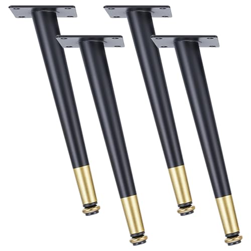SZLXJMFL Schreibtischbeine, 4 Stück Tischfüße Verstellbar Tischfüsse Schwarz Gold Möbelfüße Kaltgewalztem Stahl | Galvanik Schicht Mobelbeine Optionale Höhe: 10.5-72.5cm Sockelfüße 50.5cm/19.9" von SZLXJMFL