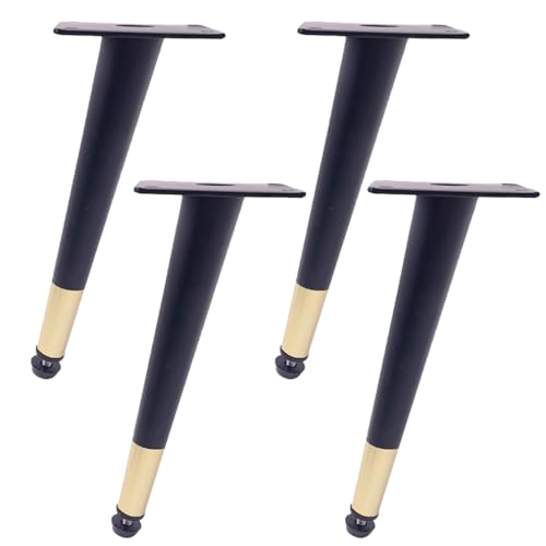 SZLXJMFL Schreibtischfüße, 4 Stück Tischfüsse Verstellbar Tischbeine Schwarz Gold Möbelfüsse Eisen | Eloxierte Oberfläche Möbelfüße Optionale Höhe: 12-72cm Fernsehtischfüße Esstischbeine 35cm/13.8" von SZLXJMFL