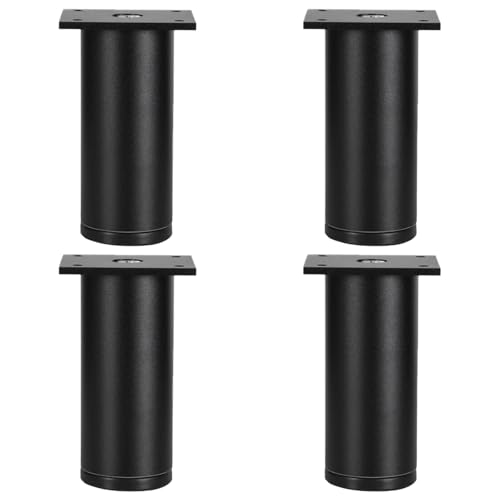 SZLXJMFL Sofa Füße Schwarz, 4 Stück Sofasfüße Verstellbar Sofasbeine Rund Aluminiumlegierung | Eloxierte Oberfläche Möbelfüsse Optionale Höhe: 6-40cm Schlafcouchfüße Sideboard Schränk Küche 6cm/2.4" von SZLXJMFL