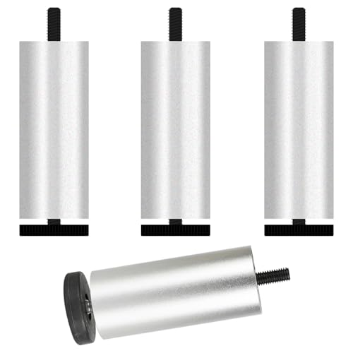 SZLXJMFL Sofasfüße 15cm, 4 Stück Sofasfüsse Verstellbar Sofasbeine Silber Aluminiumlegierung | Eloxierte Oberfläche Möbelfüße Höhe: 6-30cm Schlafcouchfüße Stühle Ottoman Schränke Regal Couch 15cm/6" von SZLXJMFL