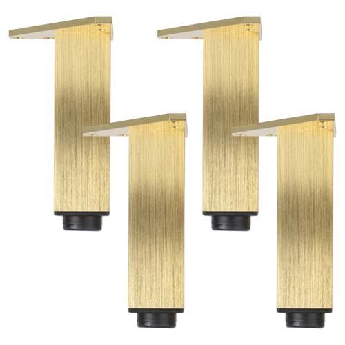 SZLXJMFL Tischbeine Outdoor, 4 Stück Tischfüße Verstellbar Tischbeine Gold Möbelfüsse Aluminiumlegierung | Eloxierte Oberfläche Möbelfüße Höhe: 6-40cm Sockelfüße Stützfüße TV Cabinet Kommode 15cm/6" von SZLXJMFL