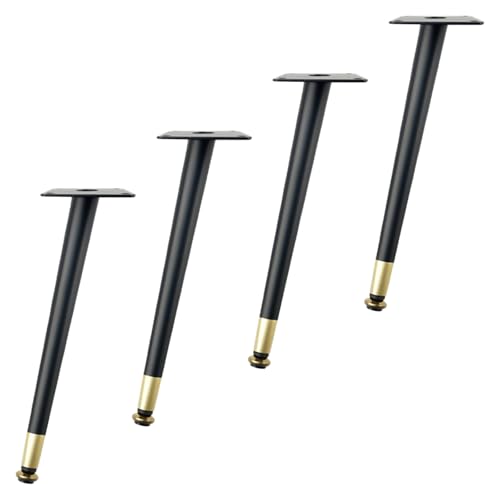 SZLXJMFL Tischbeine Verstellbar, Tischfüße Schwarz Gold Tischfüsse Konisch Möbelfüße Eisen | Eloxierte Oberfläche Mobelbeine Optionale Höhe: 10.5-72.5cm Sockelfüße Tischfuß Stützfüße 38.5cm/15.16" von SZLXJMFL