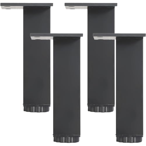 SZLXJMFL Tischbeine Verstellbar, Tischfüße Schwarz Tischfüsse Eckig Möbelfüße Aluminiumlegierung | Eloxierte Oberfläche Mobelbeine Optionale Höhe: 6-40cm Sockelfüße Tischfuß Stützfüße 25cm/9.8" von SZLXJMFL