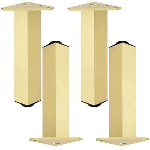 SZLXJMFL Tischfüße 20cm, 4 Stück Tischfüsse Verstellbar Tischbeine Gold Möbelfüsse Aluminiumlegierung | Eloxierte Oberfläche Möbelfüße Optionale Höhe:6-40cm Fernsehtischfüße Esstischbeine 20cm/7.9" von SZLXJMFL