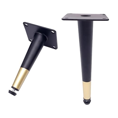SZLXJMFL Tischfüße Schwarz Gold Konisch, 4 Stück Tischfüsse Verstellbar Tischbeine Konisch Möbelfüsse Eisen | Eloxierte Oberfläche Möbelfüße Optionale Höhe: 12-40cm Sockelfüße Tischfuß 25cm/9.8" von SZLXJMFL