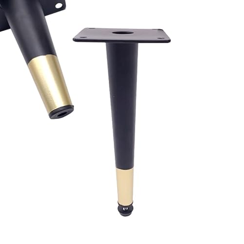 SZLXJMFL Verstellbare Möbelfüße, 4 Stück Mobelbeine Schwarz Gold Möbelfüsse Konisch Sofasfüße Eisen | Eloxierte Oberfläche Stützfüße Optionale Höhe: 12-40cm Sideboard Sockelfuß 25cm/9.8" von SZLXJMFL