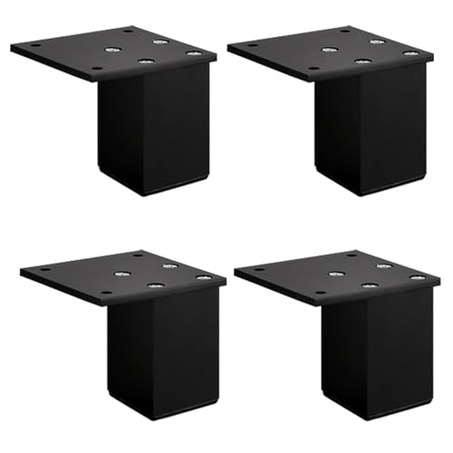 Schrankfüße Mattschwarz, Möbelfüße, 4×Schrankfüsse, Quadrat, Höhenverstellbar Höhe: 6-40cm Eloxierte Oberfläche Sockelfuß Ø37mm Sideboard/Nachtschrank Füße Möbelbeine Aluminiumlegierung-5cm/2in von SZLXJMFL