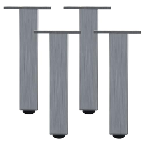Schreibtischfüße, 4 Stück Tischfüsse Verstellbar Tischbeine Grau Möbelfüsse Aluminiumlegierung | Eloxierte Oberfläche Möbelfüße Optionale Höhe: 6-60cm Fernsehtischfüße Esstischbeine 20cm/7.9" von SZLXJMFL