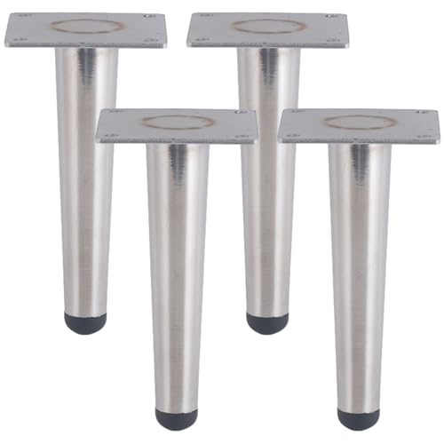 Sofas Füße Silber, 4 Stück Sofasfüsse Ersatz Sofasbeine Konisch Edelstahl | Lackiert Oberfläche Möbelfüße Höhe: 15-30cm Stützfüße Schlafcouchfüße Stützrahmen Arbeitsplatten Bar Hocker 20cm/7.9" von SZLXJMFL