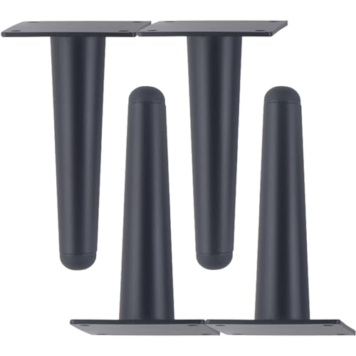 Sofasfüsse 15cm, 4 Stück Sofasfüße Schwarz Sofasbeine Konisch Edelstahl | Lackiert Oberfläche Möbelfüsse Höhe: 15-30cm Polstersofafüsse Couchtisch Sessel Ottoman Couch Lowboard Sitzbank 15cm/6" von SZLXJMFL