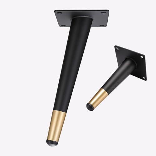 Sofasfüsse Konisch, 4 Stück Sofasfüße Ersatz Sofasbeine Schwarz mit Gold Kaltgewalztem Stahl | Eloxierte Oberfläche Möbelfüsse Höhe: 10-35cm Stoffsofafüße Lowboard Sideboard Schränke 17cm/6.7" von SZLXJMFL