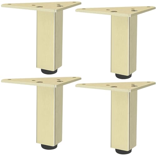 Tischbeine Höhenverstellbar, 4 Stück Tischbeine Gold Möbelfüße Metall Möbelbeine Aluminiumlegierung | Eloxierte Oberfläche Sofafüße Optionale Höhe: 6-40cm Bankbeine Sockelfüße Couch füße-8cm/3.1" von SZLXJMFL